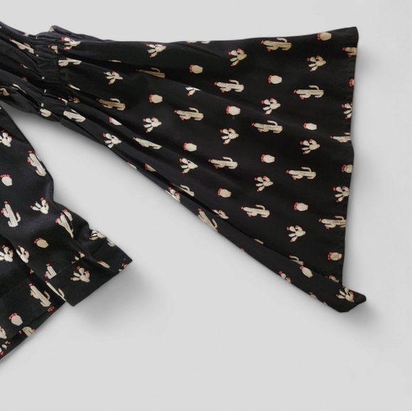 Rock & Roll Cowboy Cactus Print Cold shoulder, Bell Sleeve Top - Picture 5 of 10